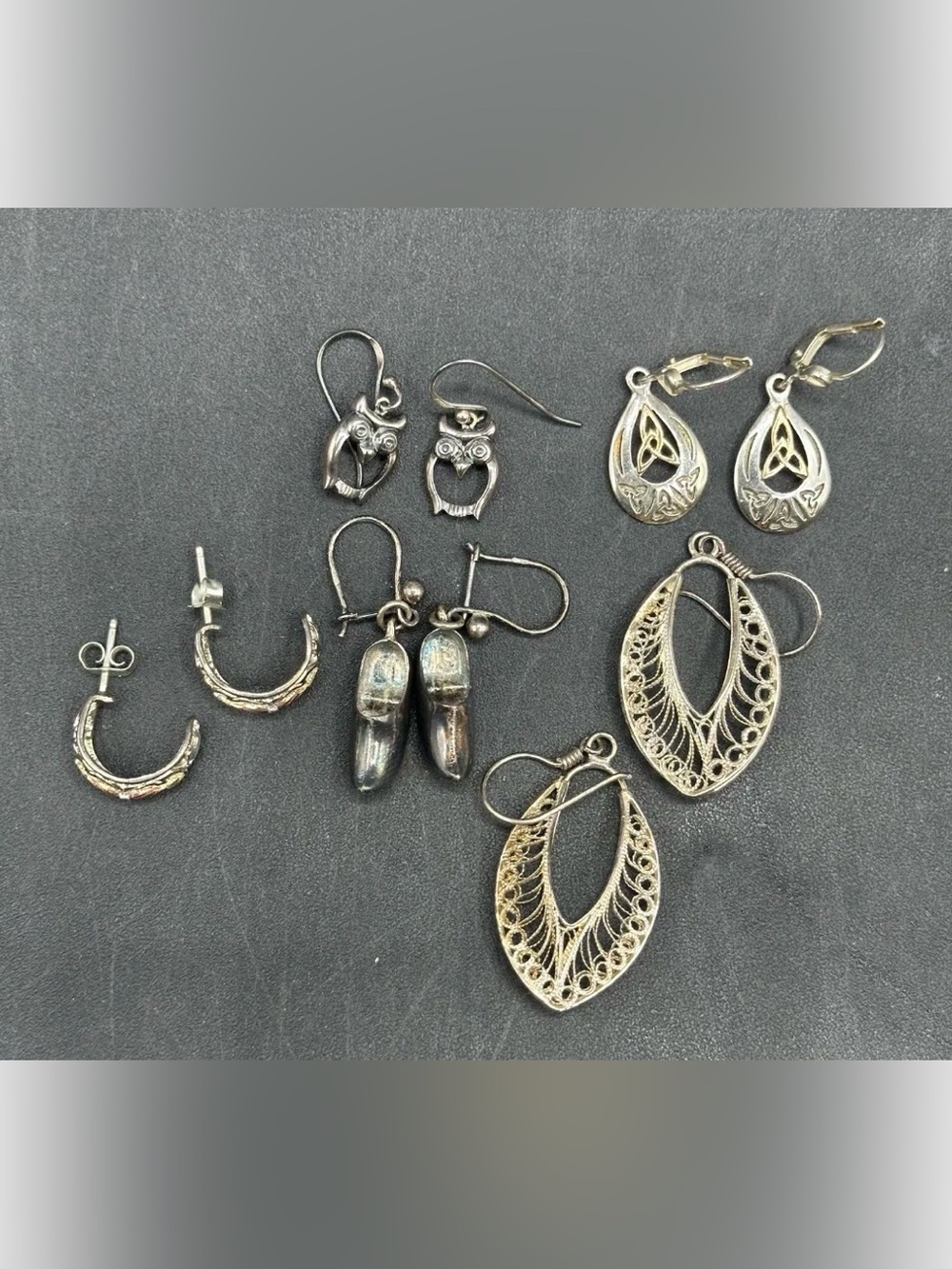 Vintage 925 Sterling Silver Earring Lot - 6 Pairs - 14.5g